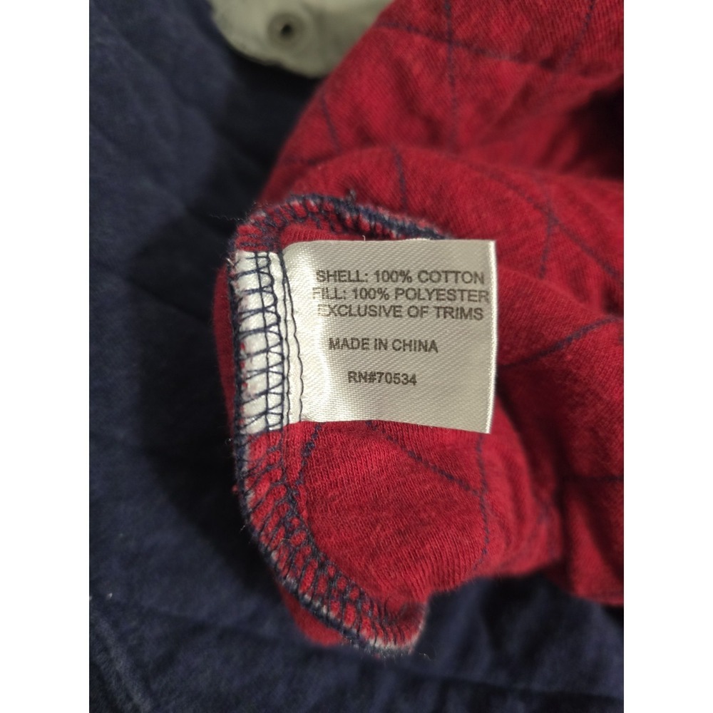 Orvis Quilted Sweatshirt Mens Large Henley Snap Pullover Navy Blue - Picture 5 of 6